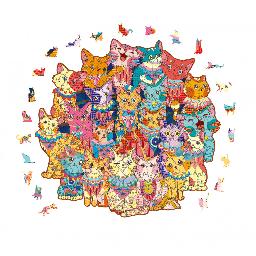 Puzzle animaux en bois "Le monde des chats"