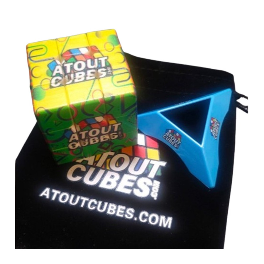 Cube 3x3 Atoutcubes + Pochette + Support