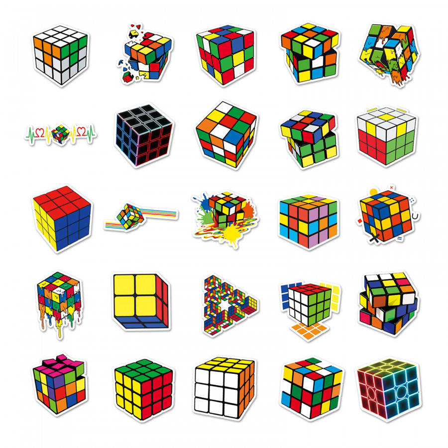 50 pegatinas con imagen de cubo.
