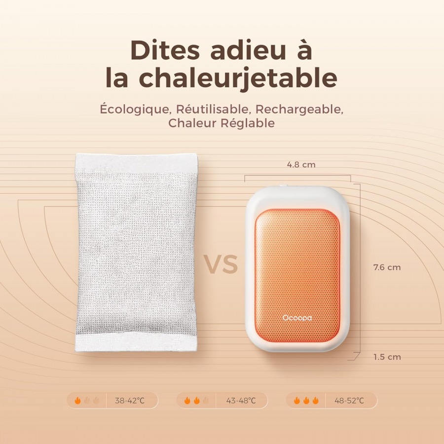 Lot De 2 Chauffe-mains Rechargeables OCOOPA - Magnétiques, Pour Randonnée, Ski, événements En Extérieur