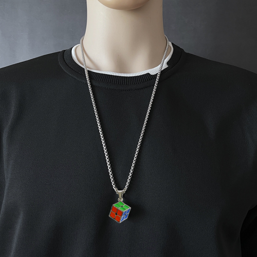 Metal 2x2 Cube Necklace