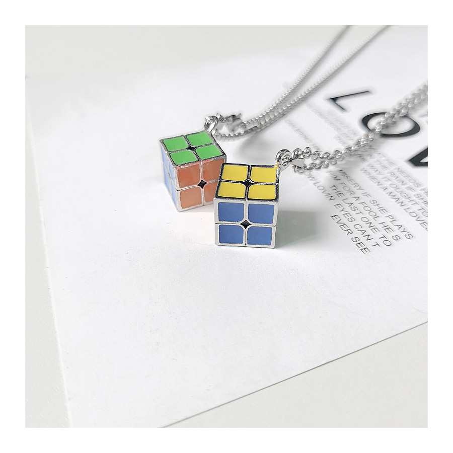 Metal 2x2 Cube Necklace