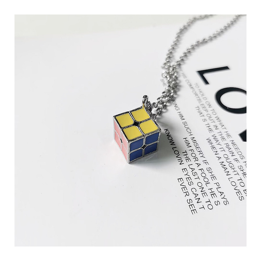 Metal 2x2 Cube Necklace