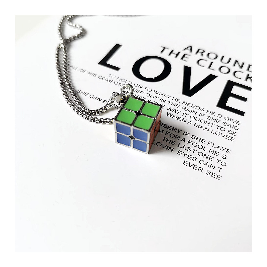 Metal 2x2 Cube Necklace