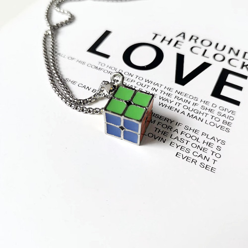 Metal 2x2 Cube Necklace
