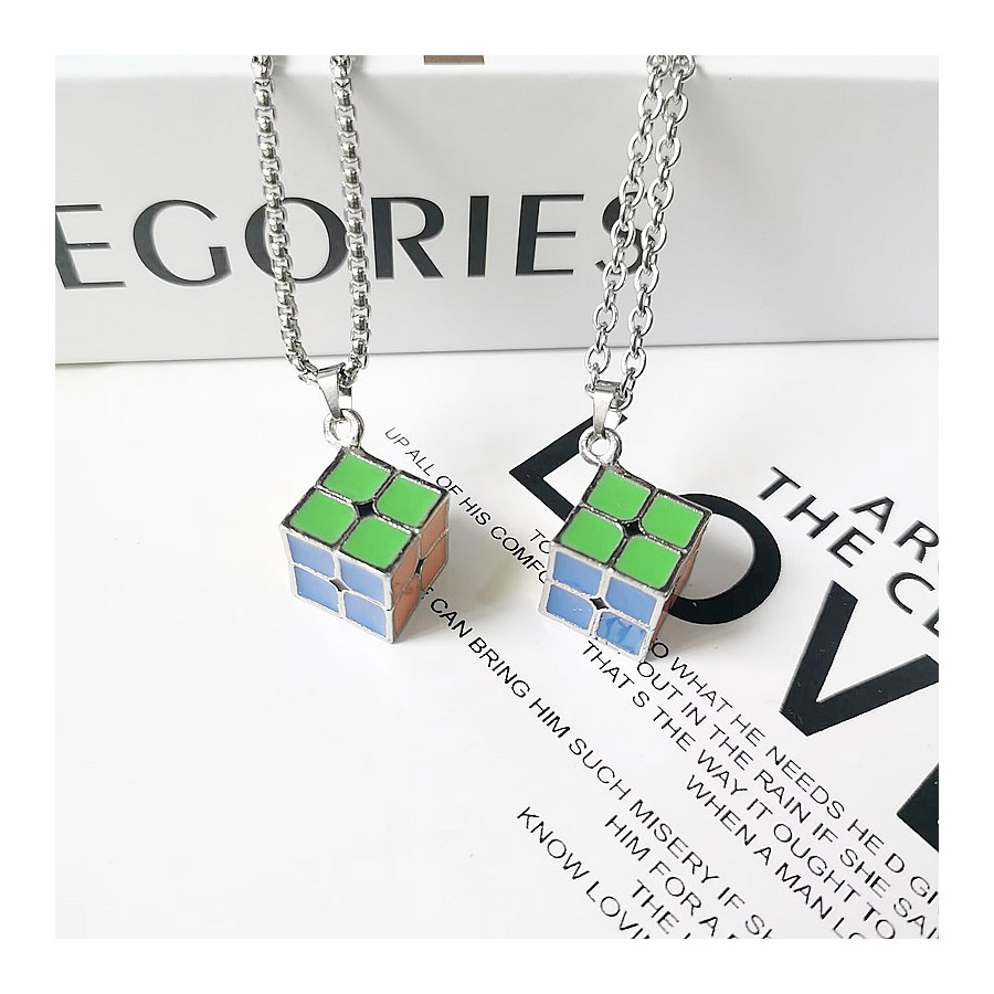 Metal 2x2 Cube Necklace