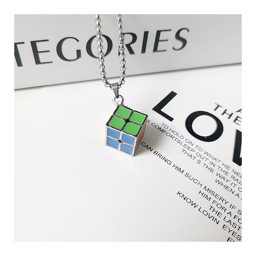 Metal 2x2 Cube Necklace