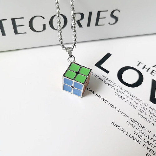 Metal 2x2 Cube Necklace