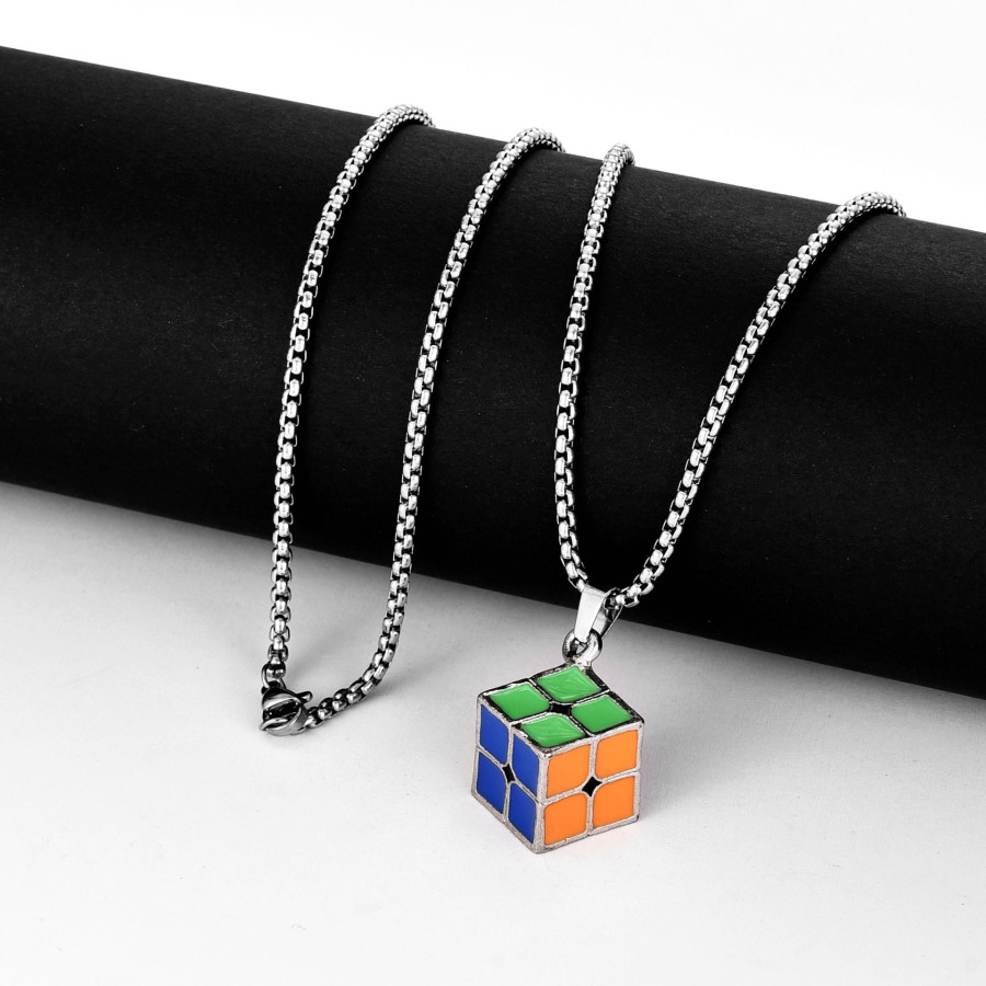 Metal 2x2 Cube Necklace