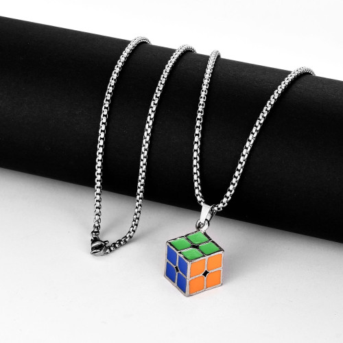Metal 2x2 Cube Necklace