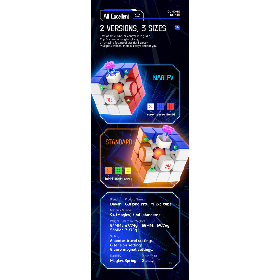DaYan GuHong Pro+ MagLev 3x3 54 / 55 / 56 mm