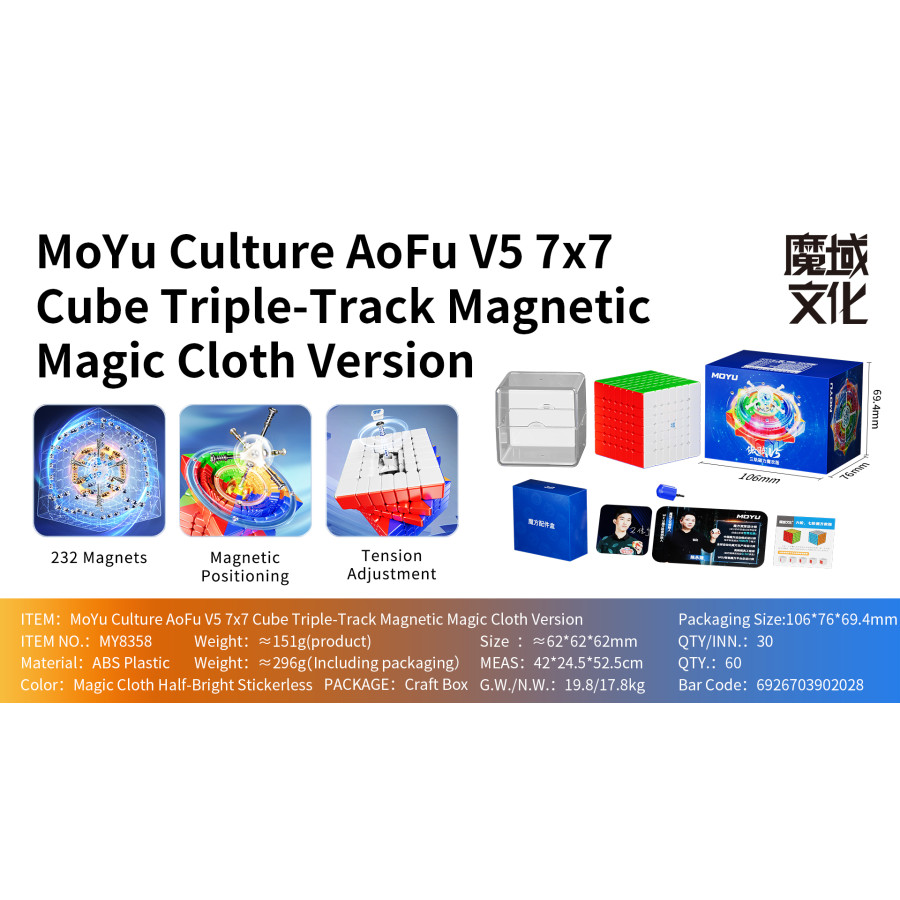 Moyu AoFu V5 7x7 Triple Track Magnetico UV