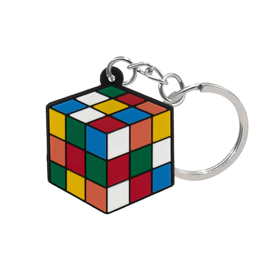 Cube Pattern PVC Soft Rubber Keychain