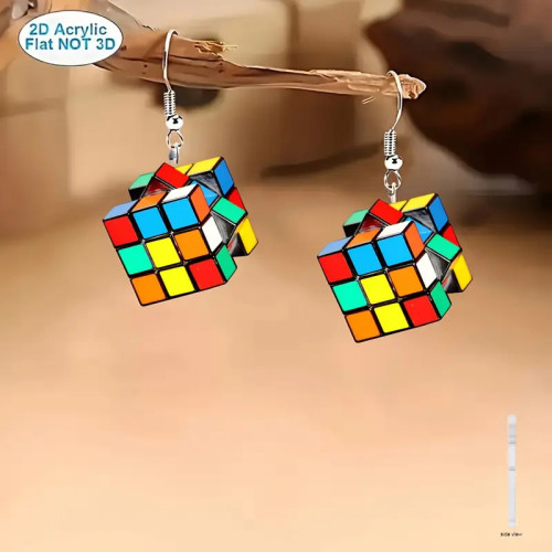 Boucles Oreilles 2D cube 3x3 2