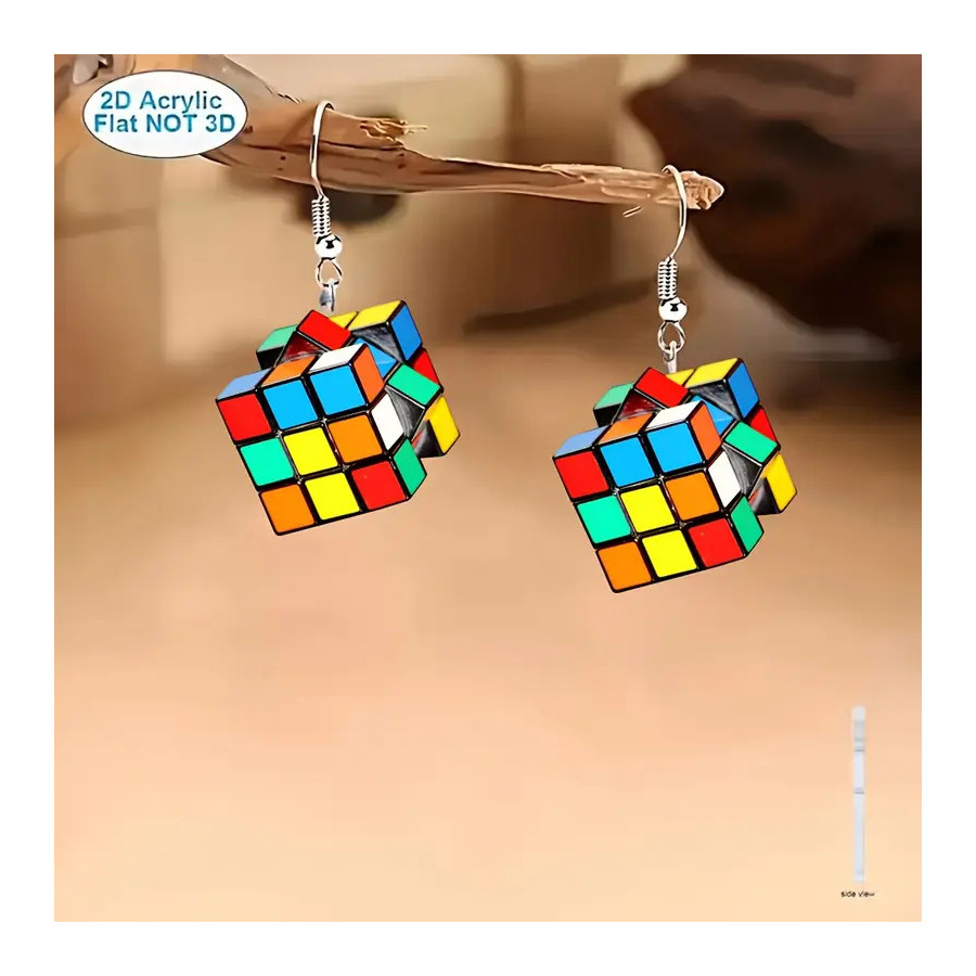 Colorful Flat Cube Earrings