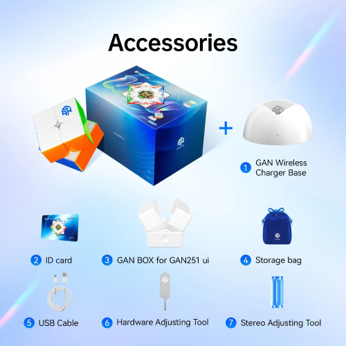 GAN 251 UI 2x2 Smart Cube Magnetic, Ball-Core, UV Bluetooth