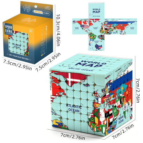Cube 7x7 Carte du Monde drapeaux 2