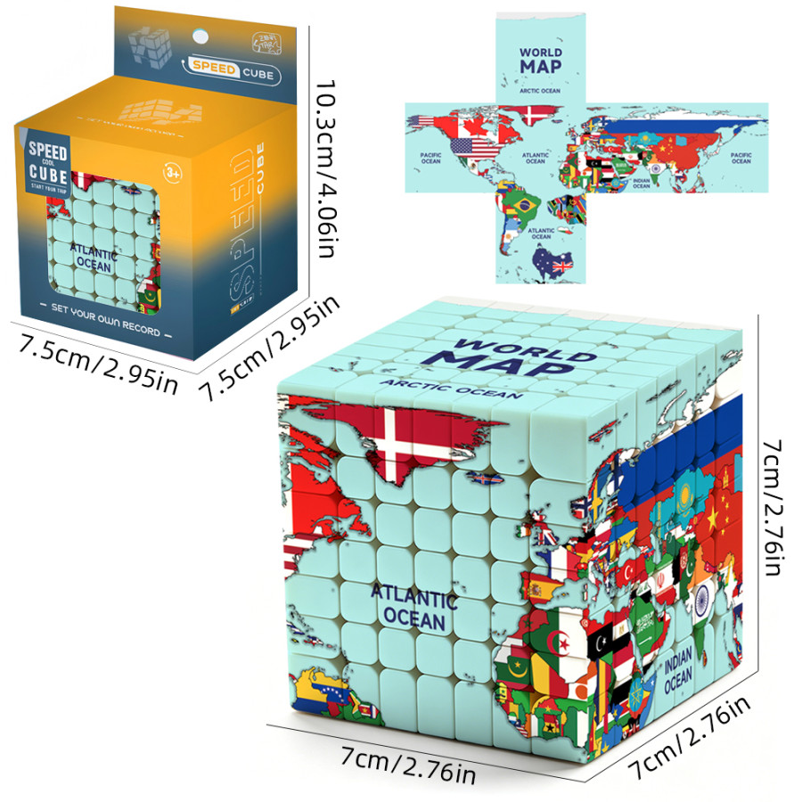 Banderas del mapa mundial en cubo de 7x7