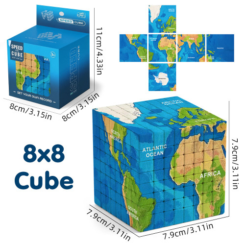 World Map Cube 8x8