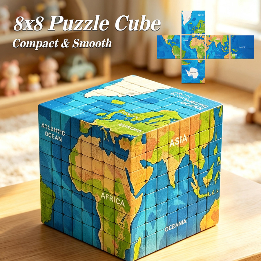 Cube 8x8 carte du monde