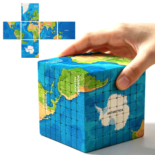 Cubo con mapa del mundo 8x8