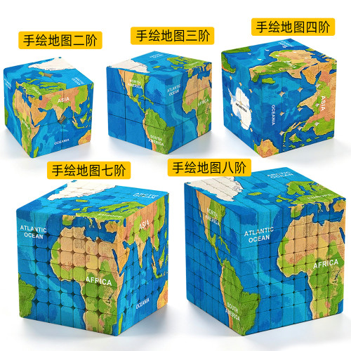 Cubo con mapa del mundo 8x8