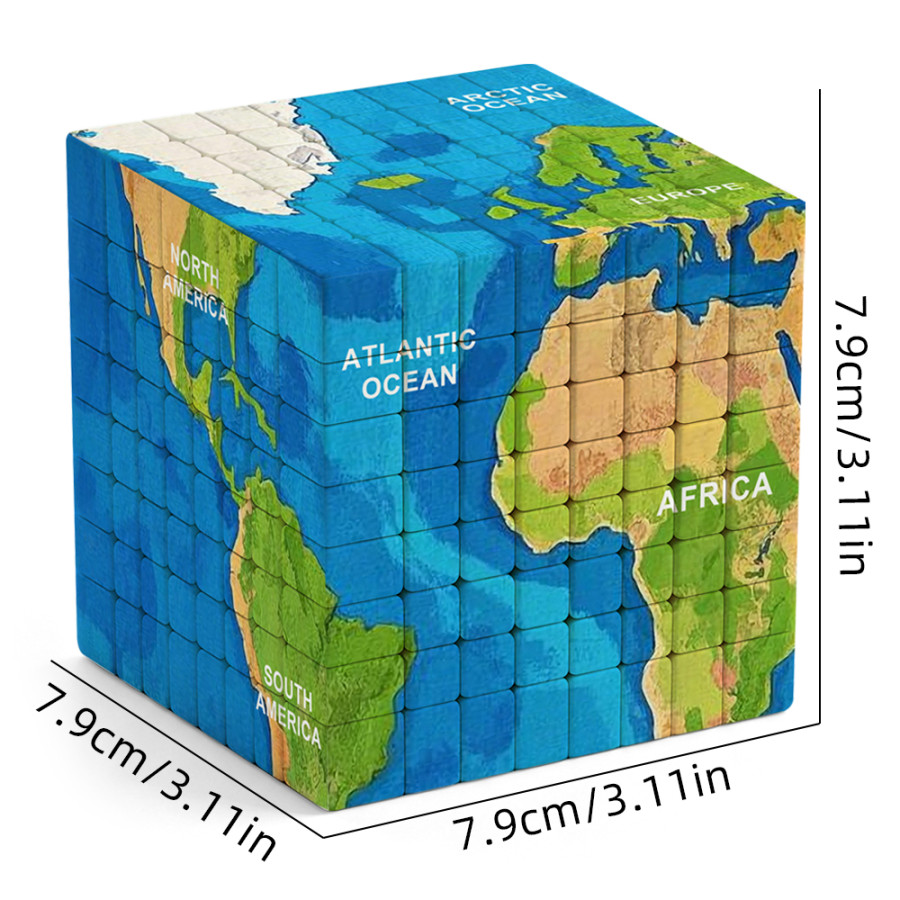 World Map Cube 8x8