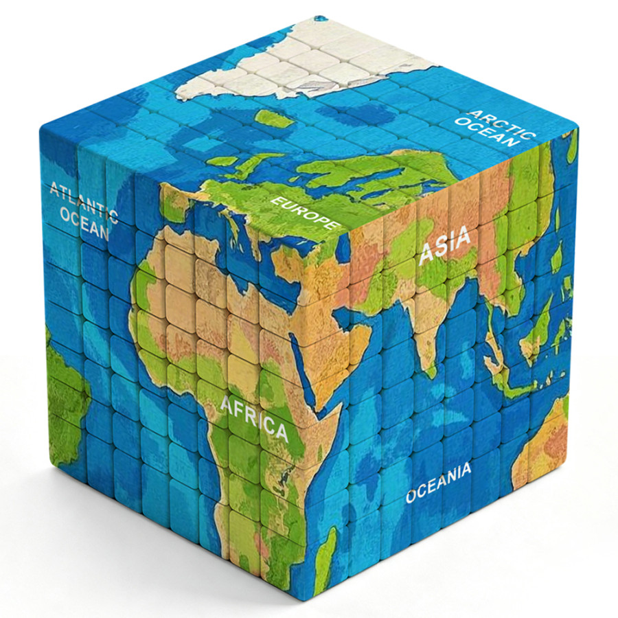 Cube 8x8 carte du monde